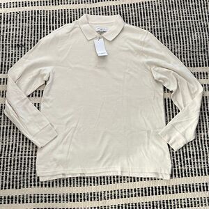 Goodfellow size large cream long sleeve men’s polo shirt long sleeve